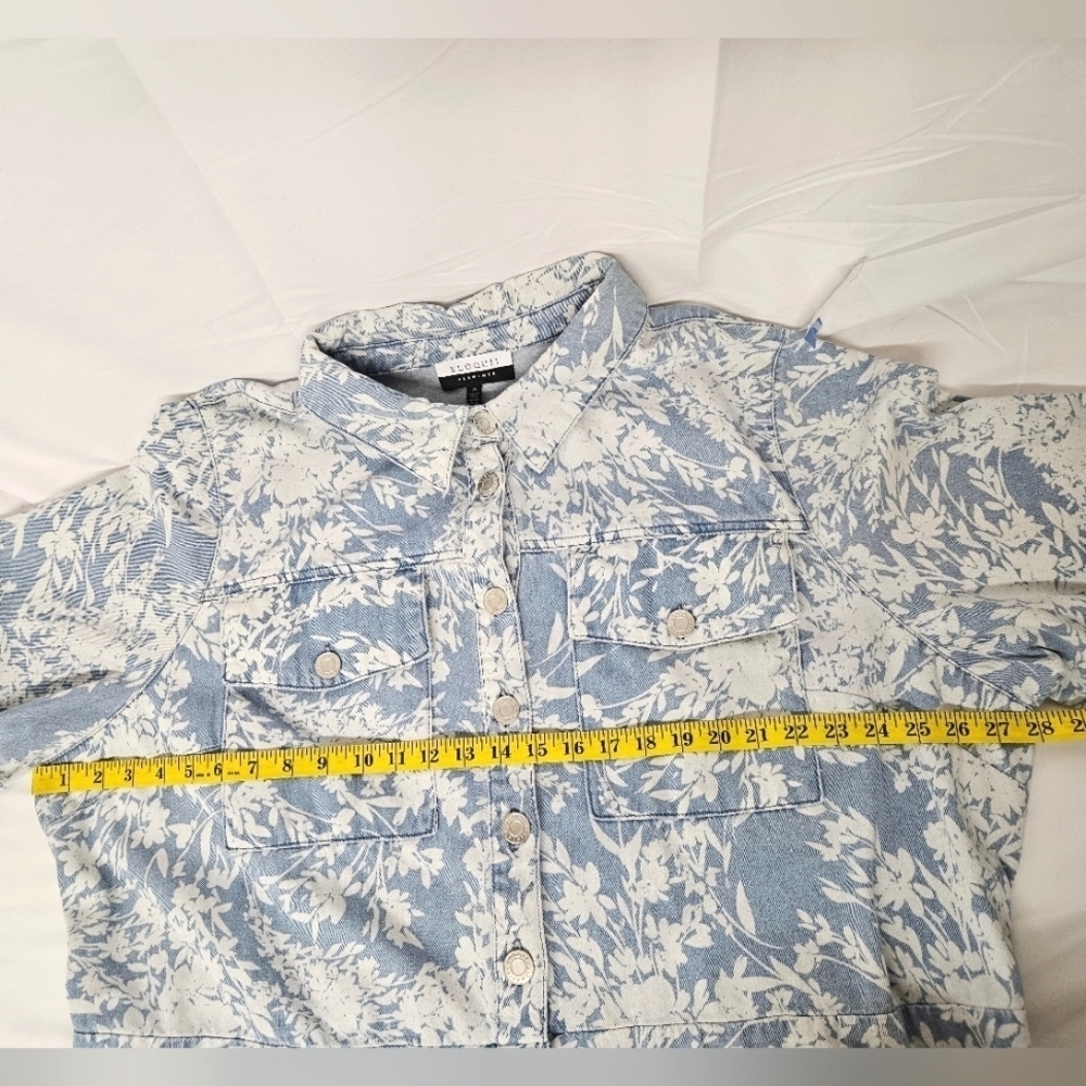 Eloquii Elements Floral Denim Romper In Blue And White Size 26 - Picture 10 of 13